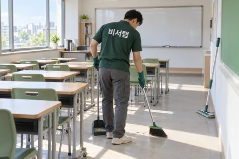 학원청소 상황을 표현한 AI 예시